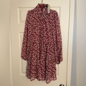 Francesca’s Trixxi clothing company burgundy floral mock neck dress XL